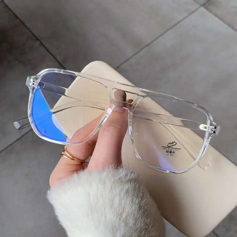 Retro Fashion Anti-blue Light Men Women Transparent Computer Eyeglass Frame Flat Glasses Square Eyeglasse