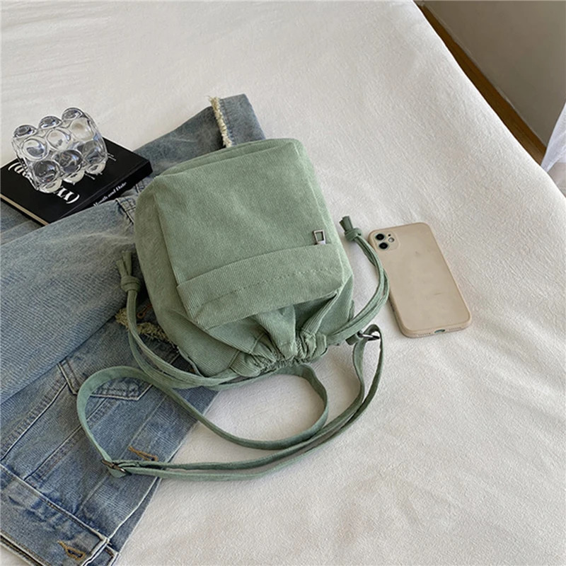 Women Bag Middle Shoulder Korean Style Drawstring Bucket Casual Light Youth Crossbody Whole Sale 250221