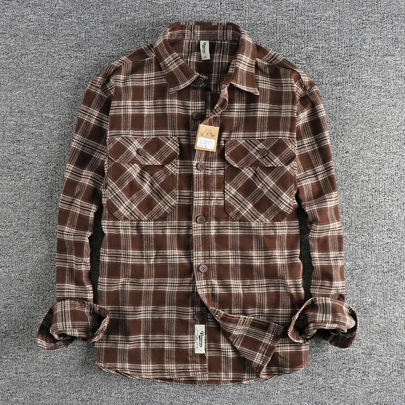 Retro Plaid Shirt Mens Autumn Style Leisure Allmatch Youth Jacket 250226