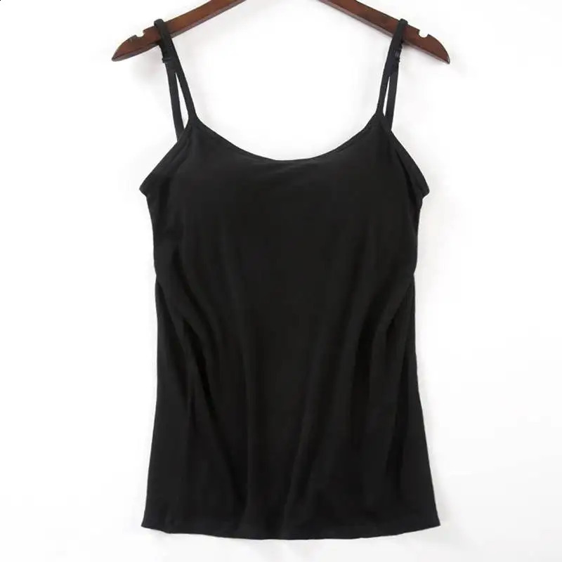 Padded Bra Tank Top Women Modal Spaghetti Solid Cami Vest Female Camisole With Built In Fitness Clothing 250224