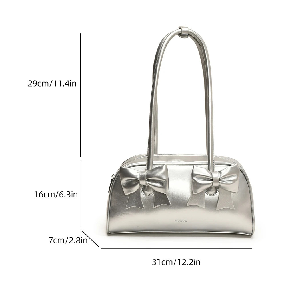 Ship from US Women Shoulder Bag Bowknot Pu Leather Boston Tote Solid Color Handbag Shopping 250227FBB
