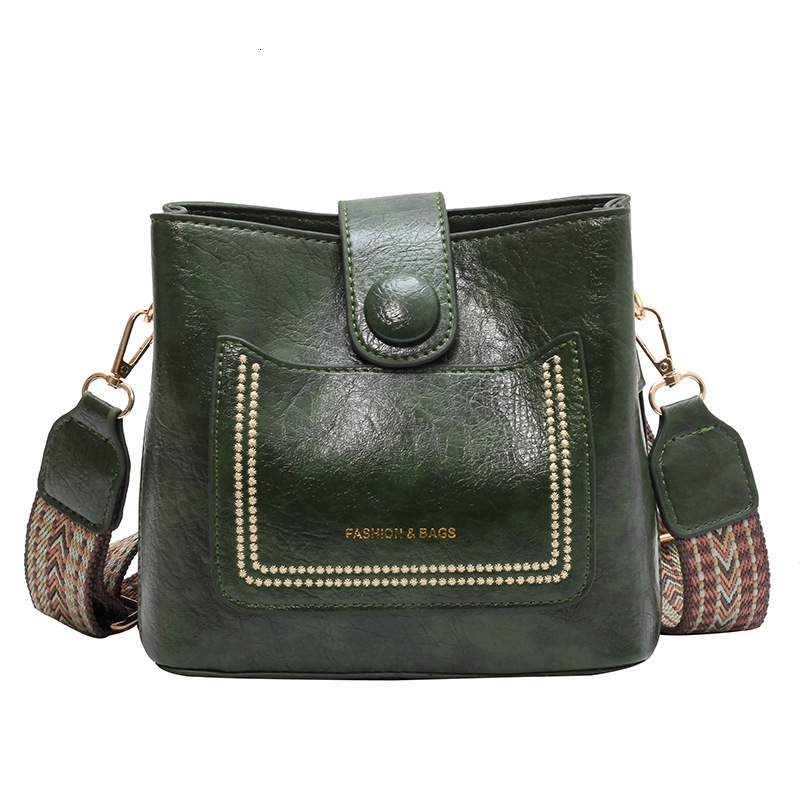 color widened ribbon bucket for women new retro fashion shoulder pu leather bags