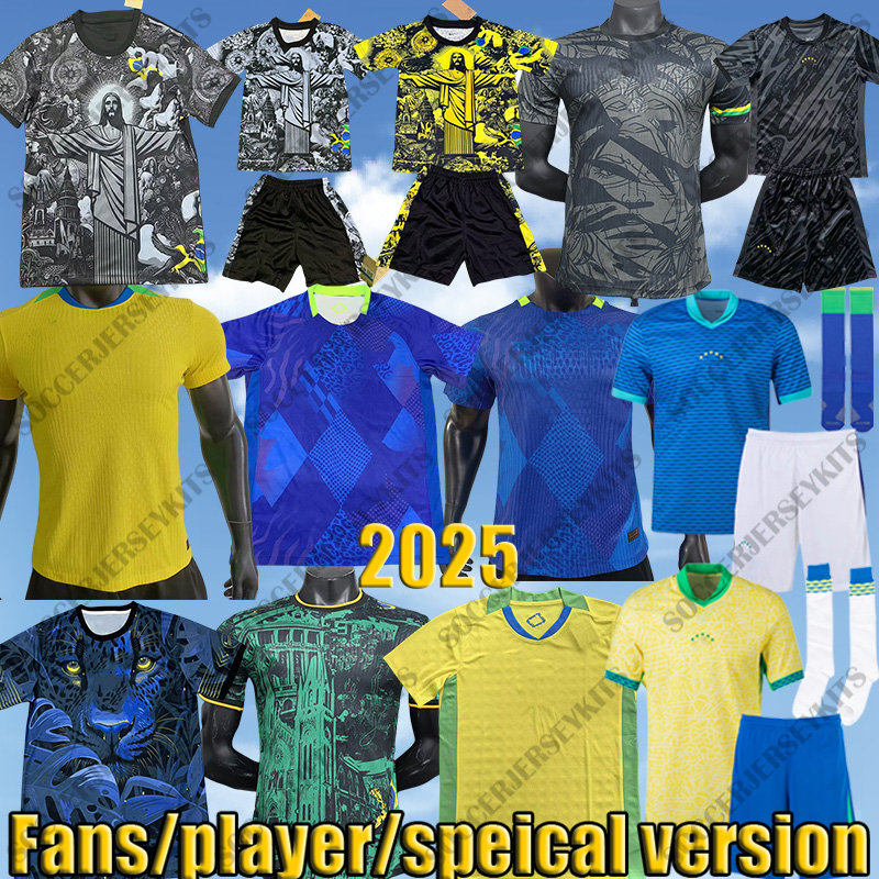 copa 25 26 Brasil Soccer Jersey Camiseta de futbol PAQUETA BRAZILS NERES COUTINHO football kit MARCELO PELE CASEMIRO 2025 brasil mens kids sets SETS