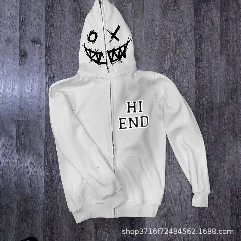 Street trend Y2K Gothic punk hip-hop fashion zipper digital printed couple hoodie