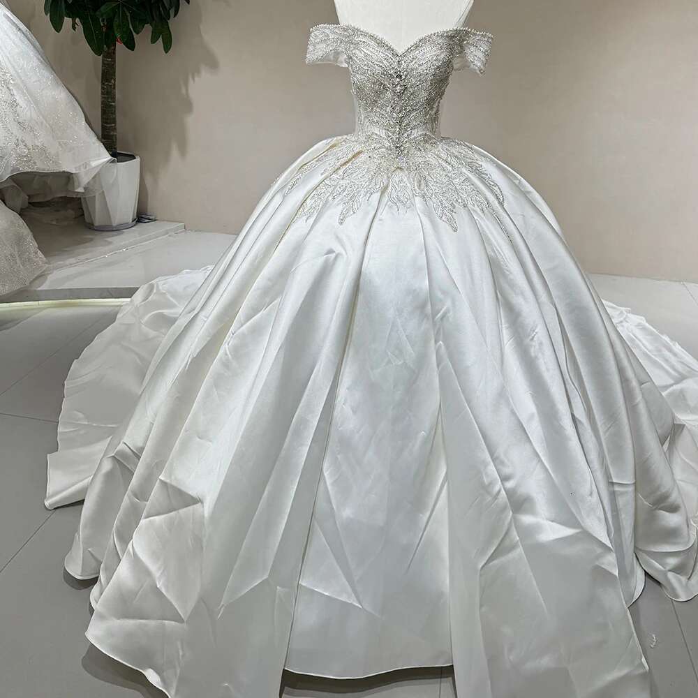 Simple V Neck Women's Ball Gown Short Sleeve Wedding Dresses Backless Princess Party Dress