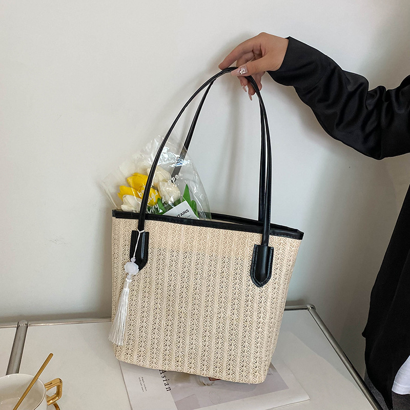 Summer leisure large capacity grass women's 2025 new versatile beach fashionable woven single shoulder tote bag #swissmilitary