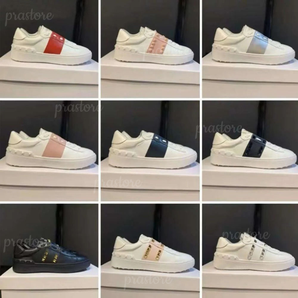 Designer rivet shoes Casual Men women Shoes Low top Flat Open Sneakers Platform Leather Retro black white pink beige Luxury Calfskin Vintage Sports Loafers Trainers