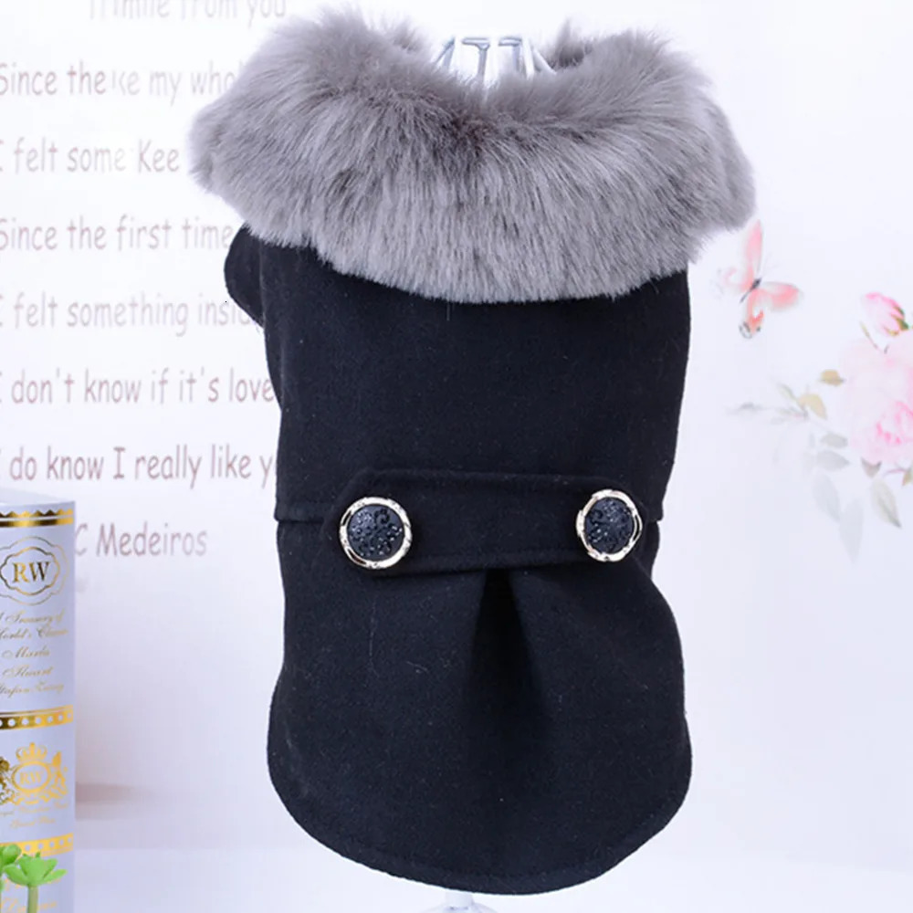 Winter Dog Clothes Pet Cat fur collar Jacket Coat Sweater Warm Padded Puppy Apparel for Small Medium Dogs Pets 250226