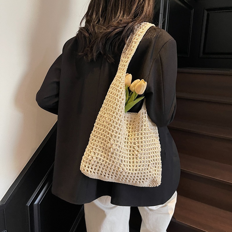 Summer New Ins Lazy Woven Beach Korean Edition Fashion Solid Color Single Shoulder Tote Bag #swissmilitary