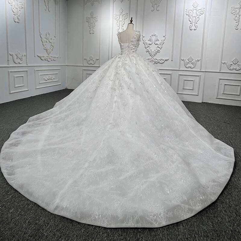 Modern For Women Bride Custom Organza Ball Gown Square Collar Wedding Dresses Appliques Robe Marriage