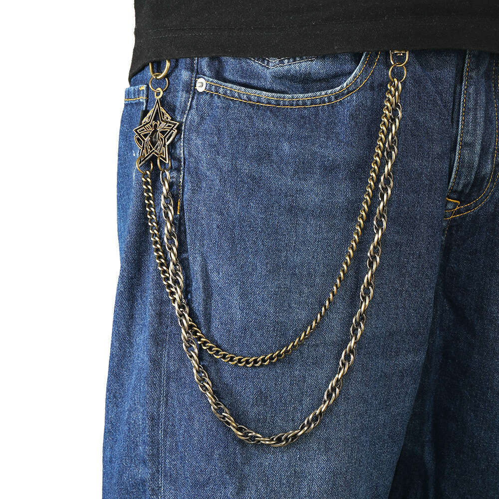 Hot selg accessories, personalized hip-hop punk double-layer pants chain, versatile trendy waist chain jeans accessories