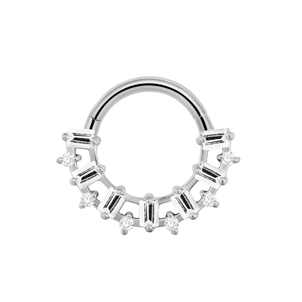 Flower Moon Septum Piercing Rectangle CZ Clicker Segment Nose Rings Daith Conch Hoop Earring Helix Body Jewelry 16G 250227