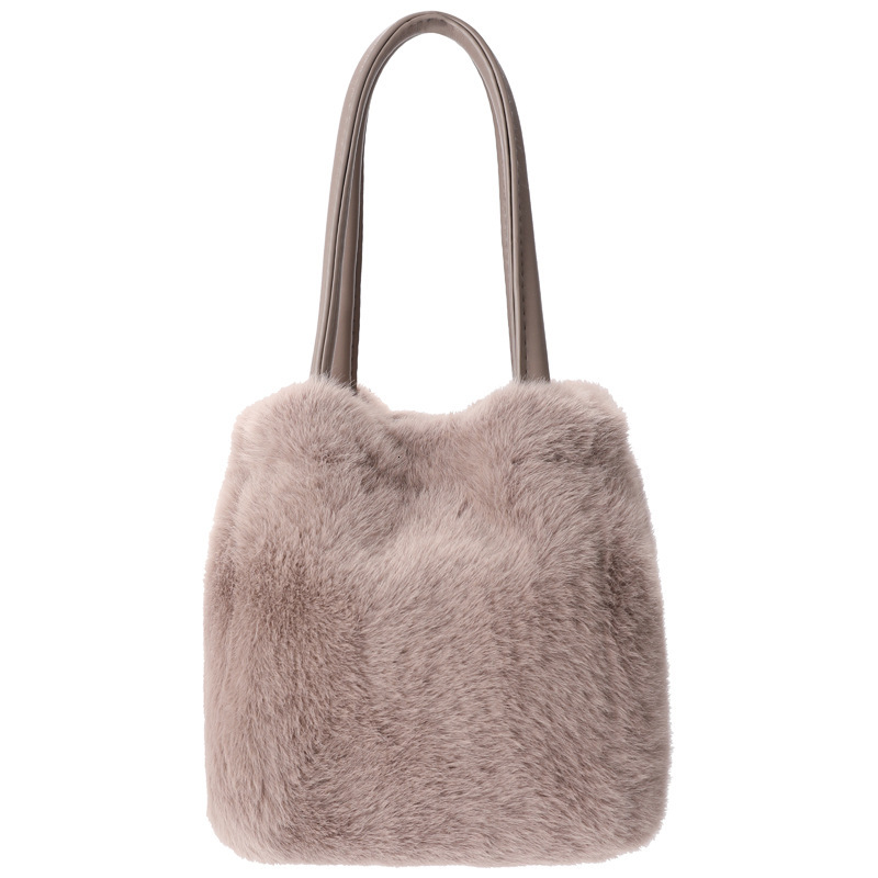 INCA Women's Handheld Water Bucket Bag Plush Cross Shoulder Ins Korean Edition 2023 New Autumn/Winter