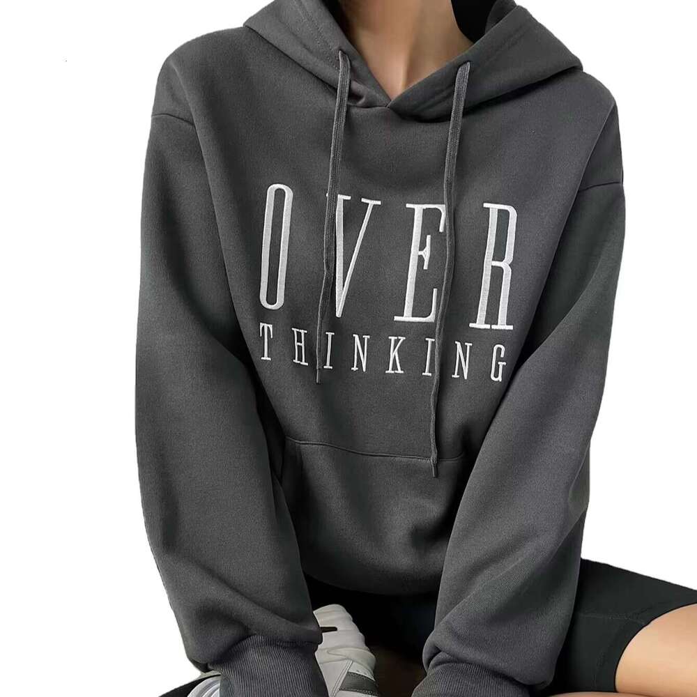 Europe And America Fall/Winter New Style Classy Knitted Comfort English Pattern Hooded Top
