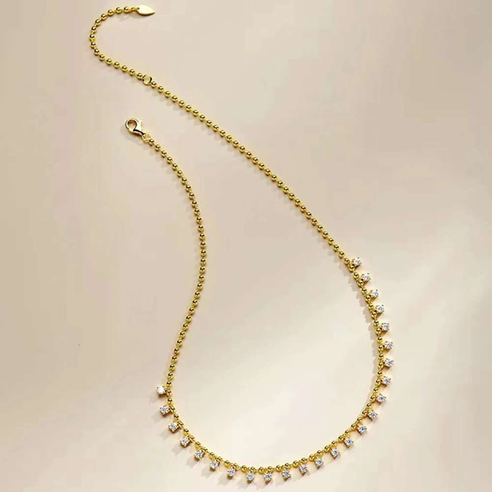 WUIHA Gold Plated Sterg Sier Sparkg Round Cut Lab Sapphire Gemstone Necklaces Fine Jewelry Anniversary Gifts