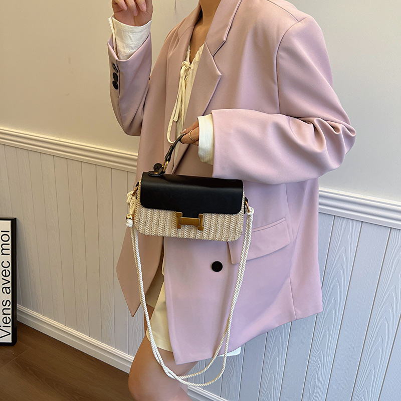 Small Square 2024 Spring/Summer New Color Contrast Splicing Texture Vacation Beach Women's Bag Trendy Handbag #swissmilitary