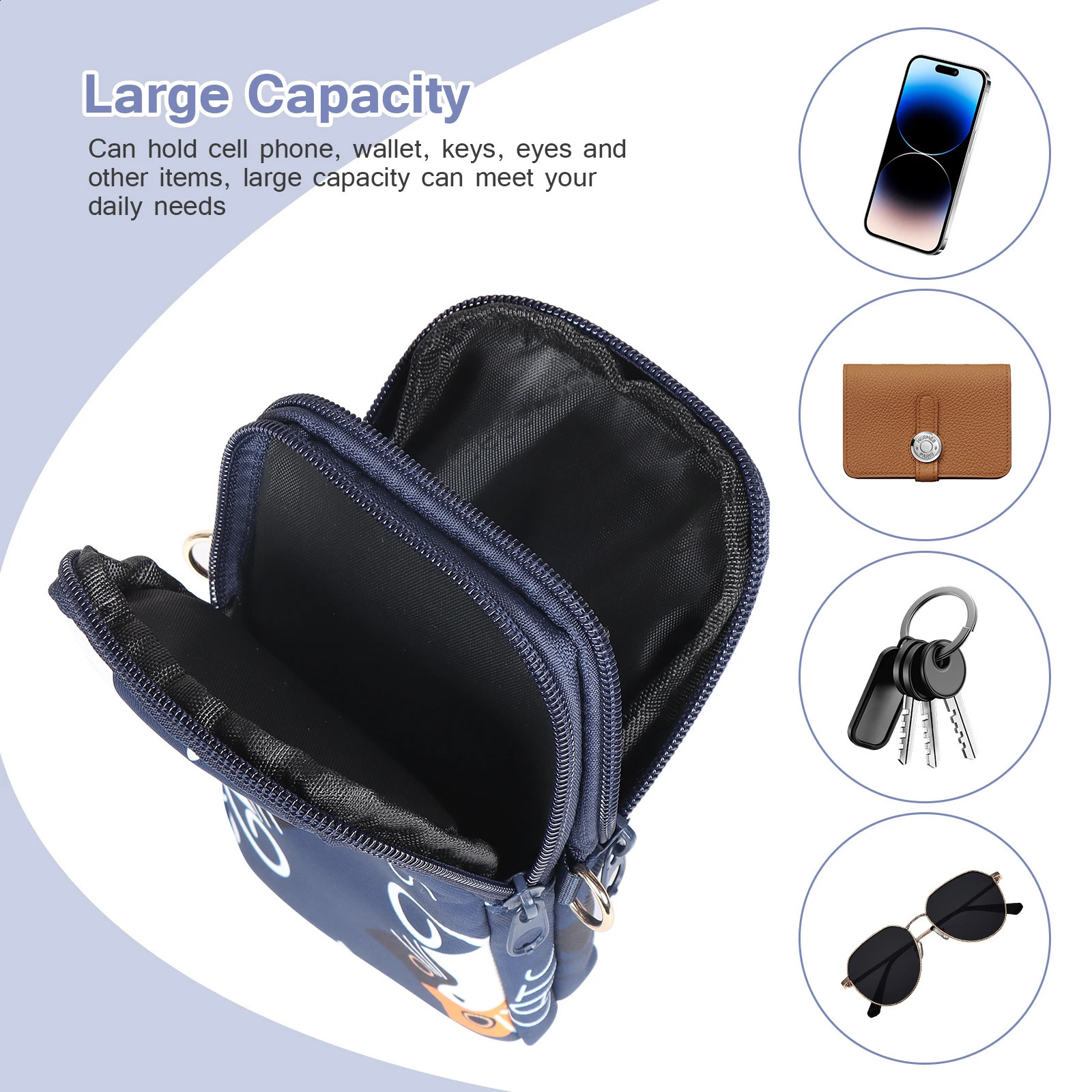 Ship from US ner Fashion Mobile Phone Bag Womens Messenger Allmatch Mini Crossbody Hanging Neck Coin Purse Vertical Handbag 250303FBB