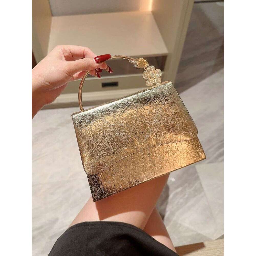 Women's Bags New Bright Leather Flap Dinner Banquet Gold Bracelet, Handbag, Evening Dress Bag, Party Bag