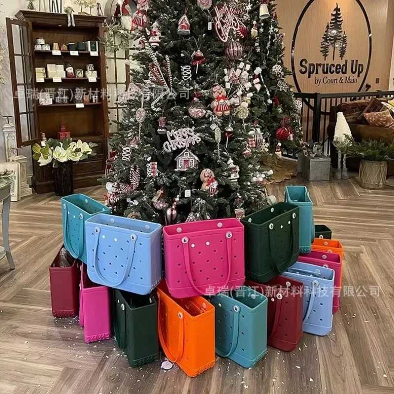 Rubber Women Bogg Bag Fashion Summer Pool Shoulder Handbag EVA Large Capacity Shopping Basket Female Pool Tote Beach Jelly BagC250228