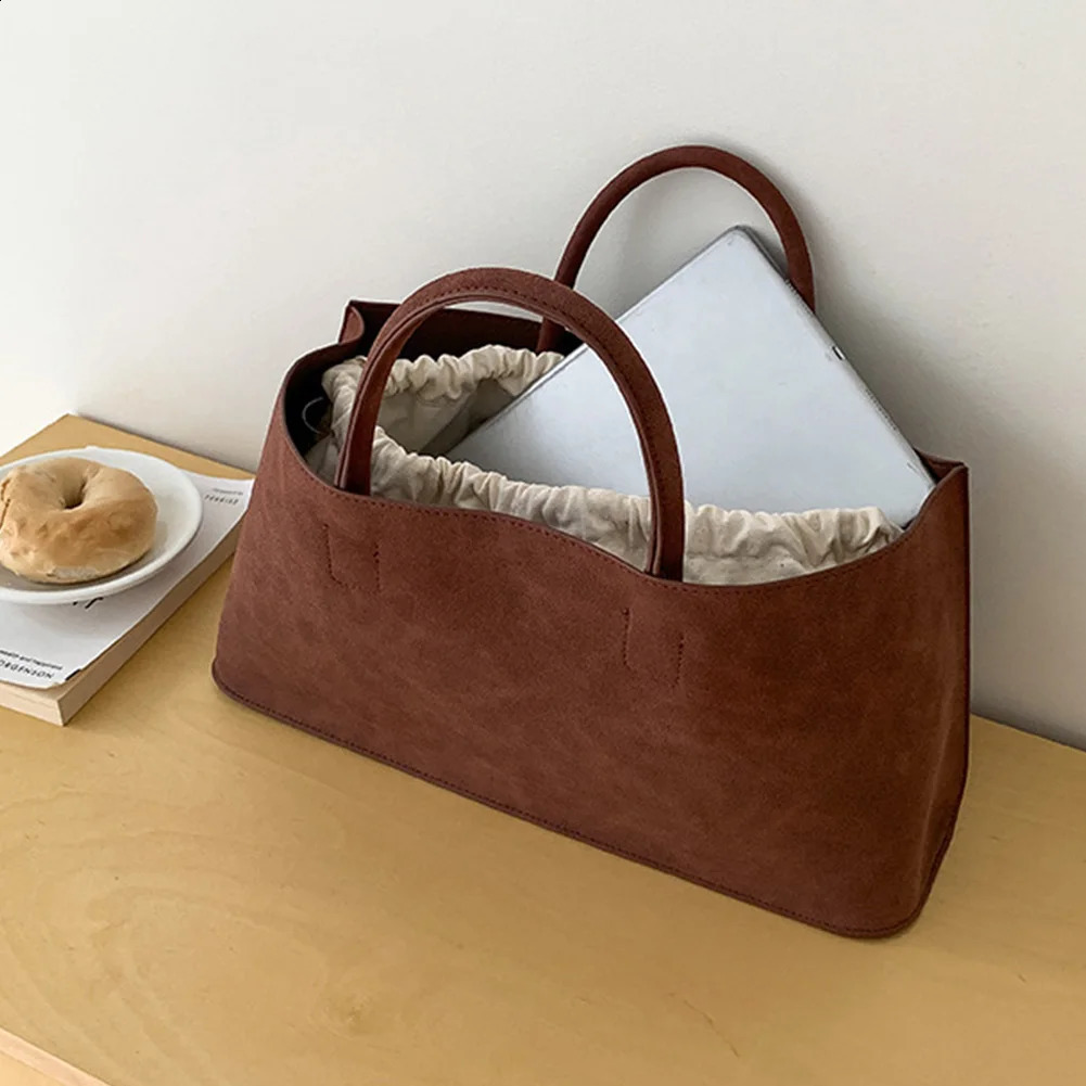 Ship from US Tote Bag for Women Large Capacity Handbag with Multi Pocket Suede Top Handle Solid Satchel Purse Shopping 250227FBB