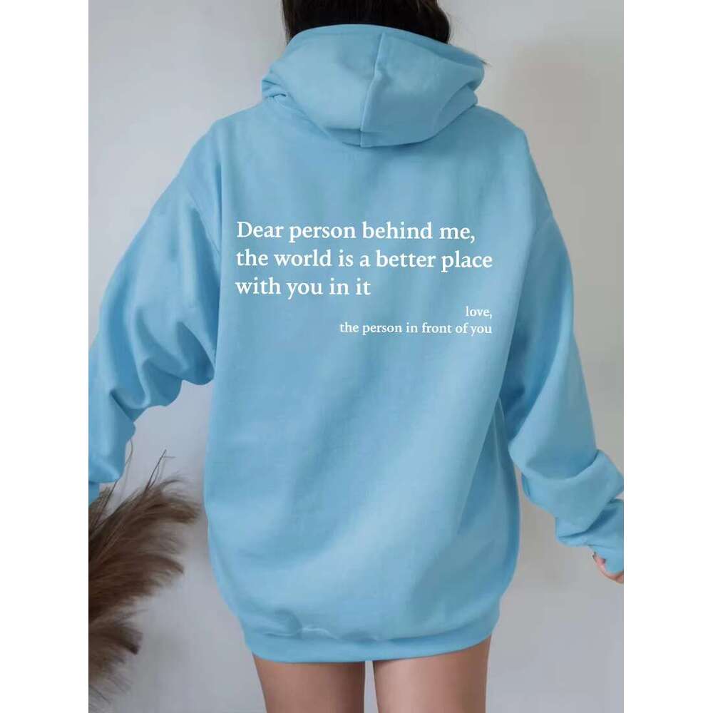 2024 Fall/Winter Fashion Women's Comfortable Print Pocket Drawstring Letter Pattern Hoodie