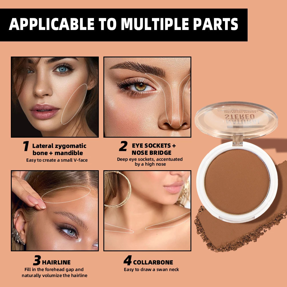 3D Bronze Matte Wheat Contour Powder Palette Makeup Natural Highlights Modification Waterproof Durable 250219