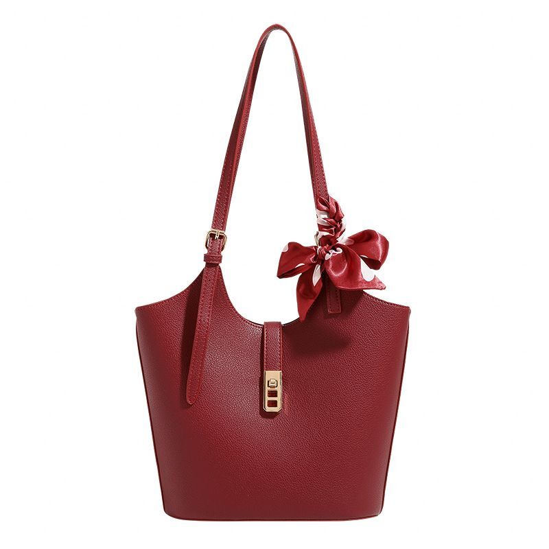 Hong Kong Red Bridal Women's Premium Wedding Handheld Vegetable Basket Versatile Large Capacity Bucket Bag