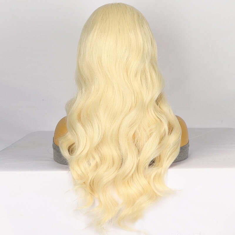 HD Front Lace Wig Front Lace Female Hand Hook Big Wave Long Curled Hair Synthetic Full Headset Wig Gold