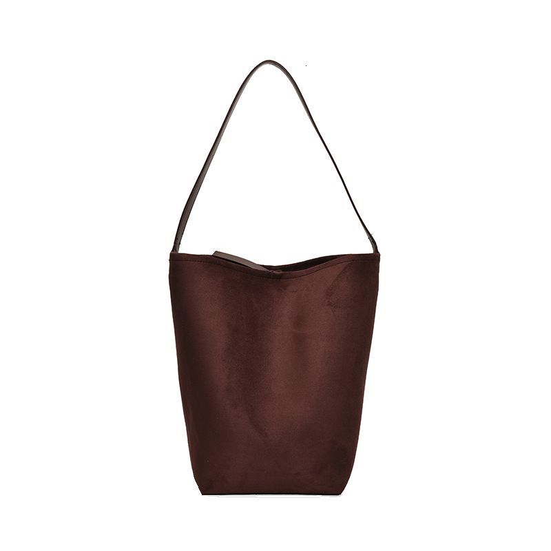 Simple row bucket autumn winter suede large capacity ins mother and child trendy single shoulder armpit bag