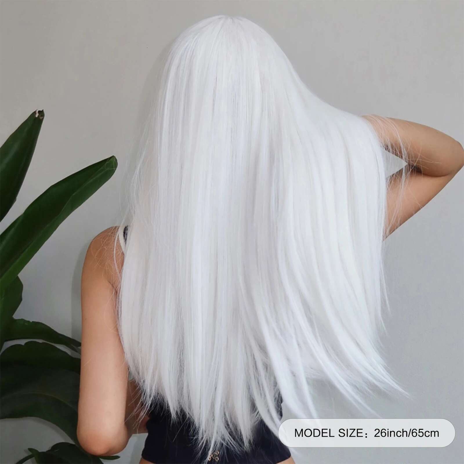 HENRY MARGU Long Straight Synthetic Wigs For Women Colorful Cosplay Party Fake Hair With Bangs White Wig Hightemperature