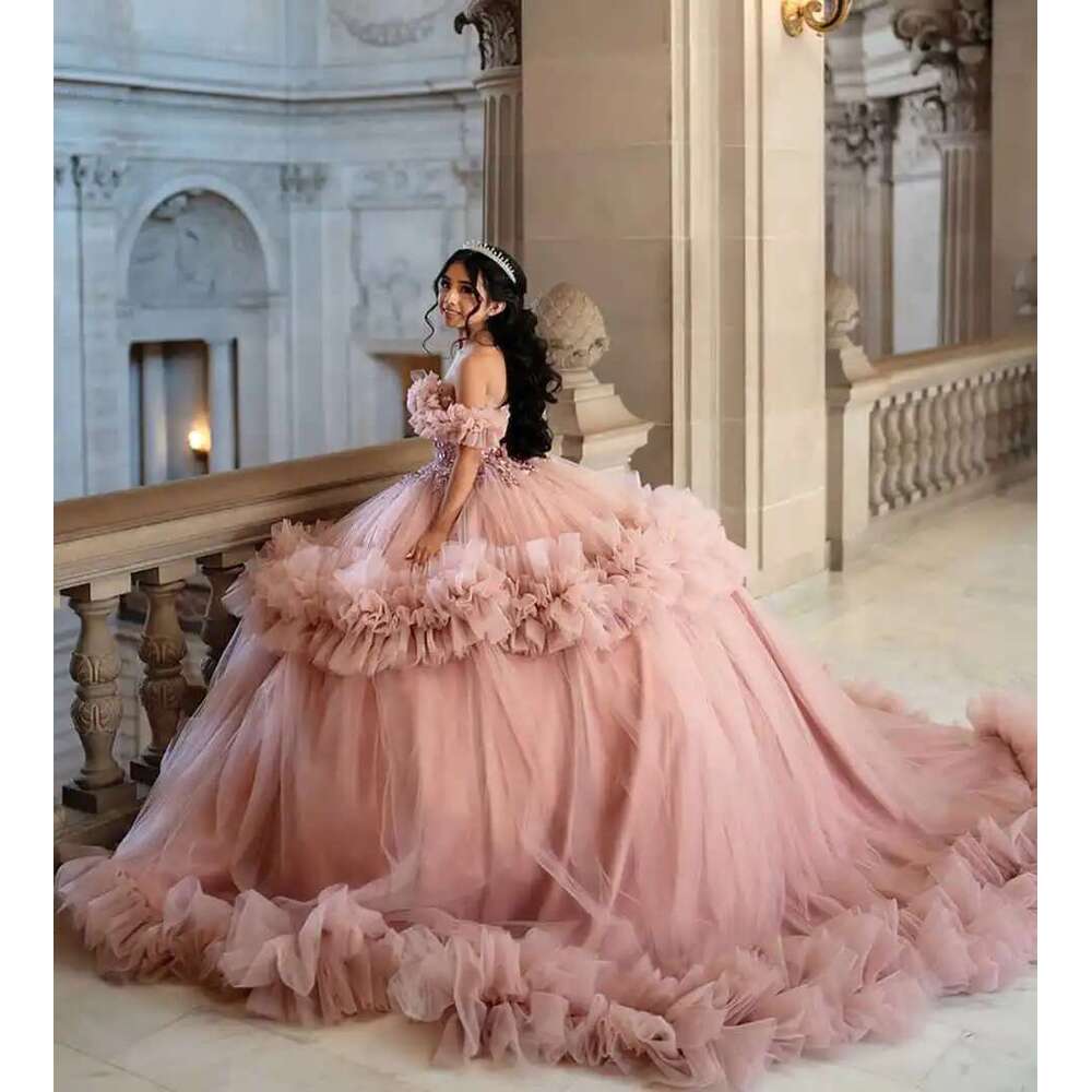New Arrival Ball Gown Dresses Pink Sweethearts Wedding Dress Train Sweep Custom