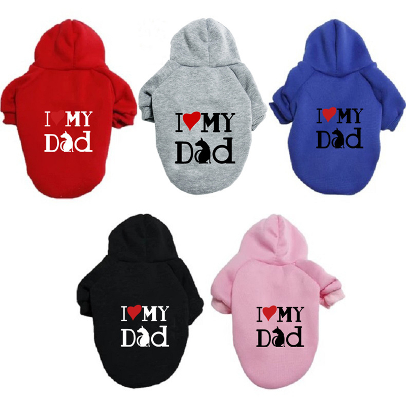 I LOVE MY DAD Dog Hoodies Fall Puppy Clothes for Small Dog Girl Boy Hooded, Dog Winter Clothes Cold Weather Coat for Kitten Chihuahua Yorkie 6XL Black