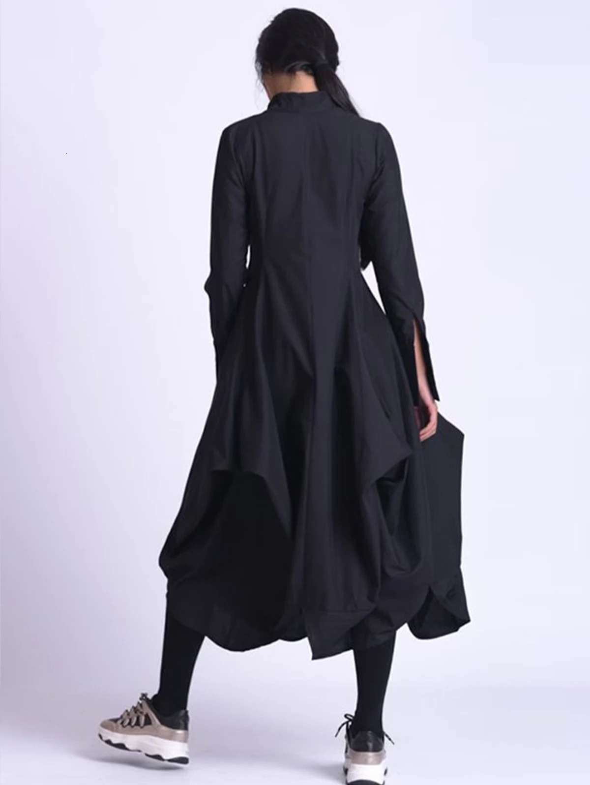 Solid Color Stand Collar A-Line Midi Dress Chinese Style Vintage Long Sleeve Casual Elegant and Pretty Womens Dresses 250226