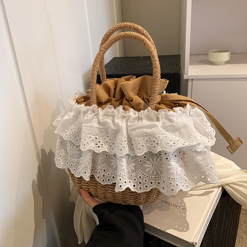Weaving straw woven for women 2025 new summer versatile single shoulder beach vacation bag, high-end water bucket bag #swissmilitary