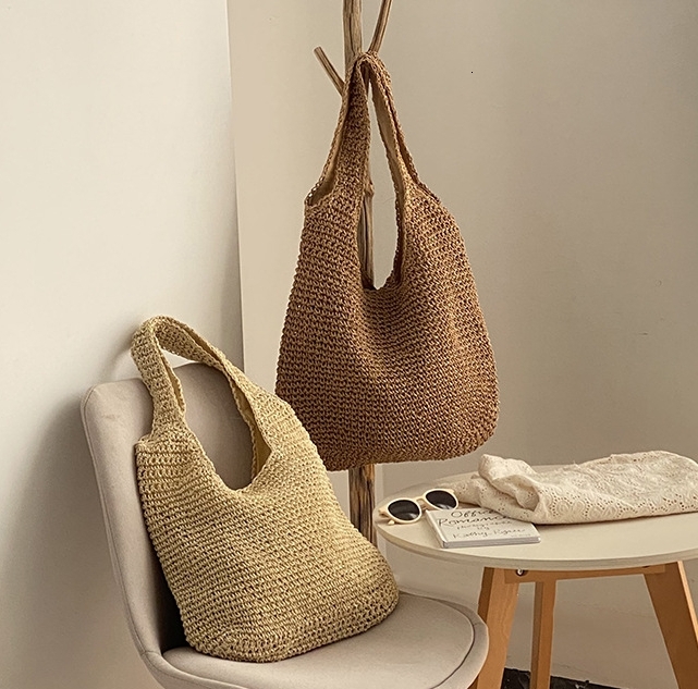Shengbangrong Beach Grass Woven Single Side Seaside Large Capacity Bag Diagonal Vacation Shoulder Women's Summer Canvas #swissmilitary