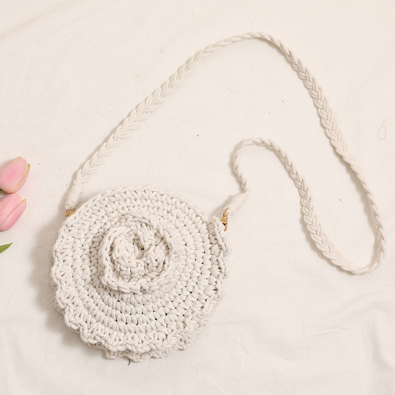 Cute flower crossbody cotton thread internet famous, same round woven bag, vacation style beach bag #swissmilitary