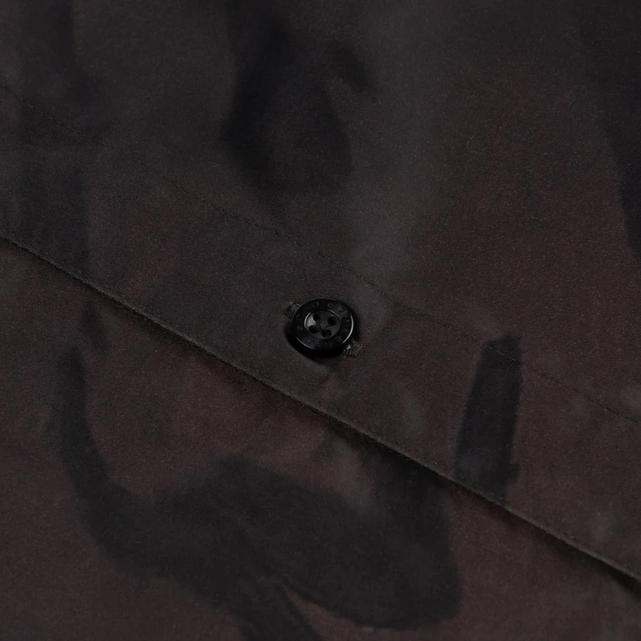 Men's Black Chilling Satin Polo Shirt with Allover Happy Print Loose Fit for Casual Wear Custom Branded