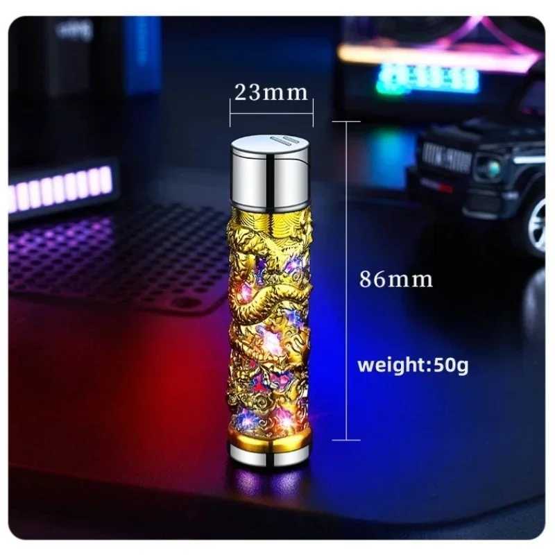 Metal 3D Relief Dragon Lighter Windproof Butane Turbo Red Flame Women Portable Lighter Cigarette Accessories Trendy Mens Gift Y250228