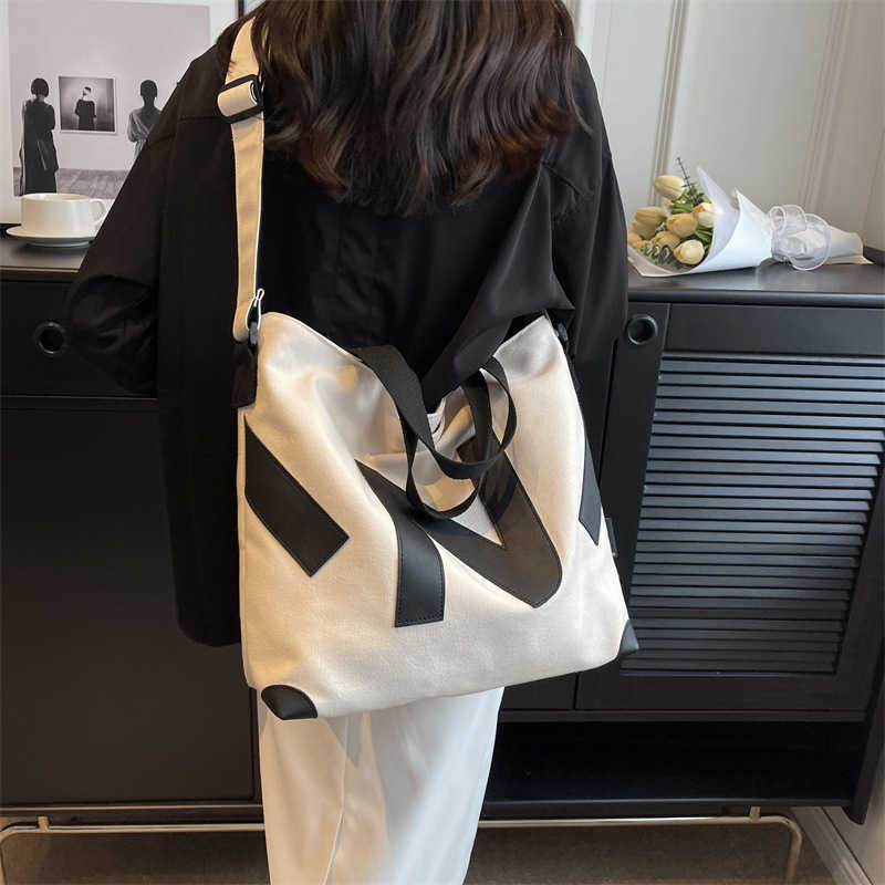 canvas bag, female Instagram style student bag, simple artistic crossbody bag, single shoulder women's bag, tote 250215