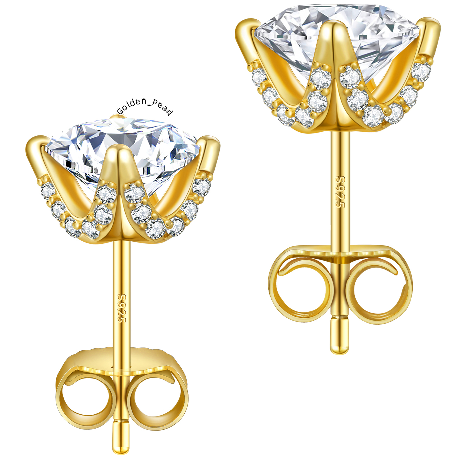 Shiny Flower Moissanite Earrings Lab Created Diamond 925 Sterling Silver Stud Men Women Jewelry Gifts 2CT VVS GRA Golden Earring