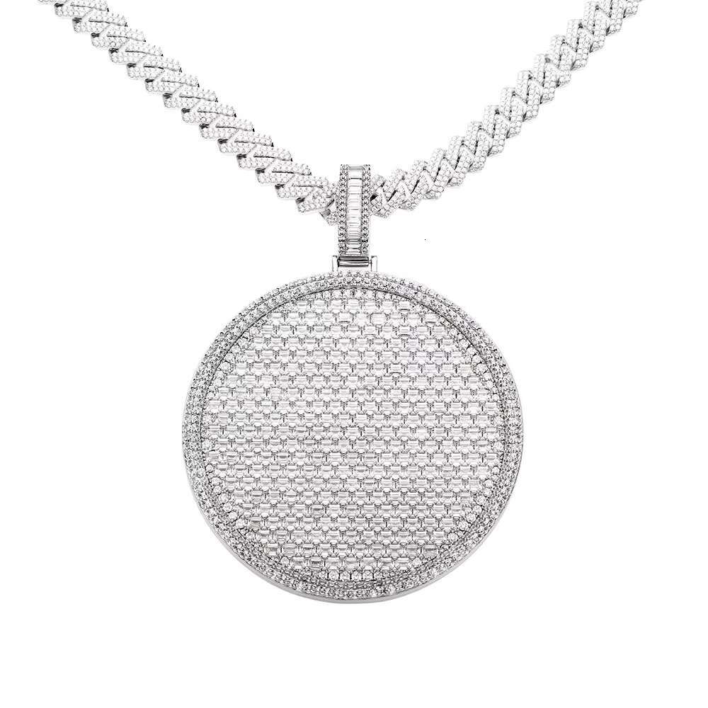 Factory Price Custom Blank Circle Vvs Moissanite Pendant 925 Sterling Silver Rapper Iced Out Necklace Hip Hop Men Women Jewelry