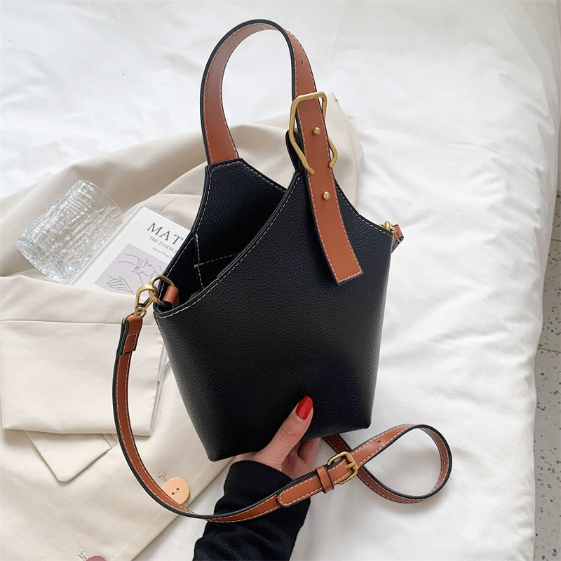 designer New Fashion Versatile Bag for Women, Vintage Color-Block Handbag, Bucket Bag, Tote Bag, Shoulder Bag, Crossbody Bag for Women