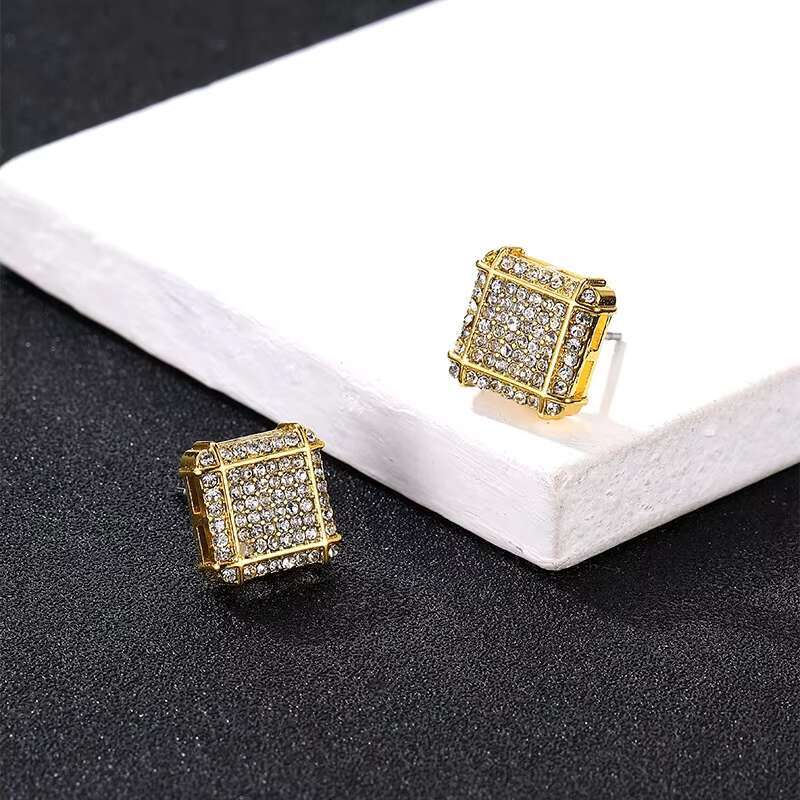 2024 Top Sales High Quality Mens Hip Hop Bling Fashion Jewelry Earrings Iced Out Pave Setting Silver with Moissanite Stone
