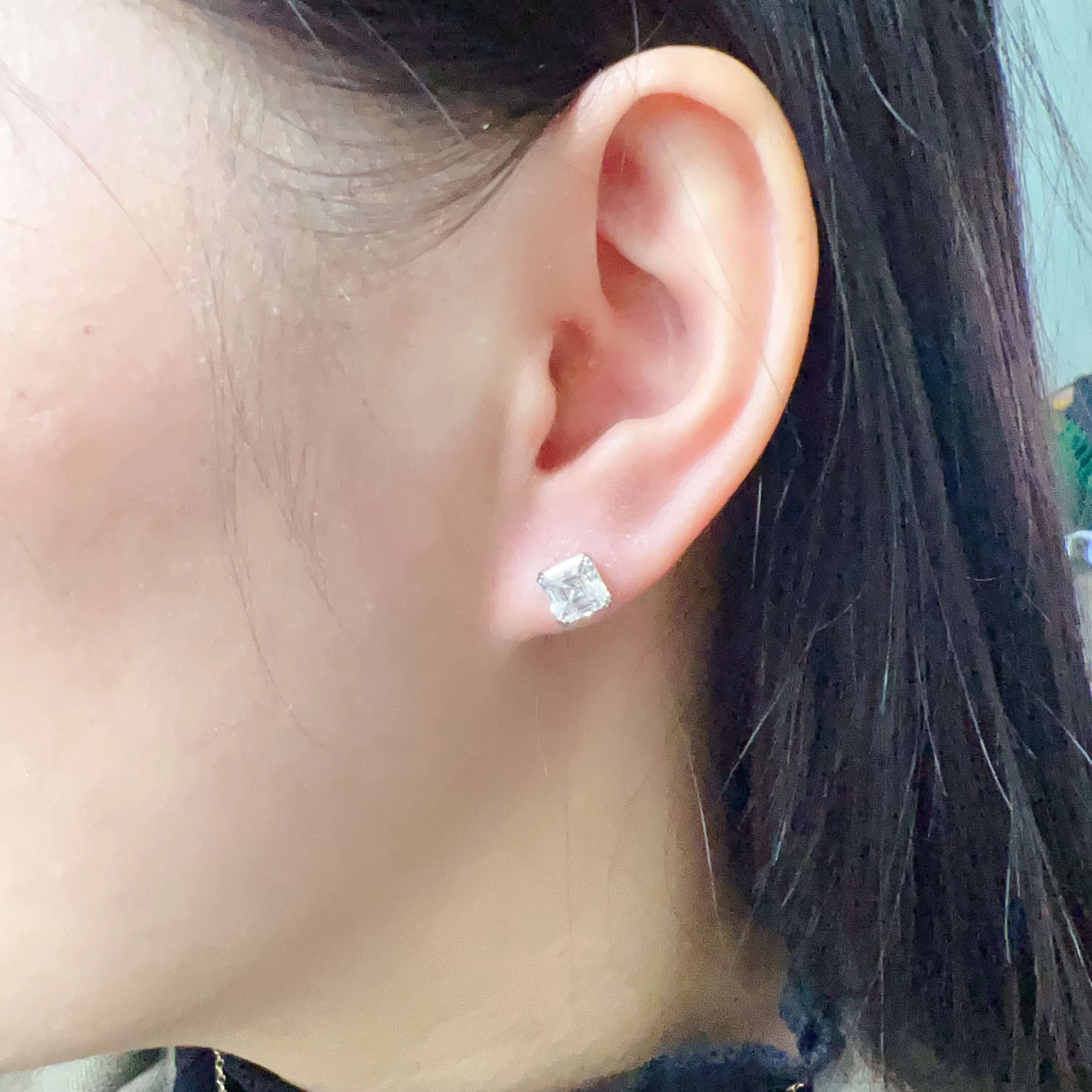 Fine Jewelry Luxury Earrings Silver 925 Asscher Cut VVS Moissanite Diamond Hip Hop Earrings