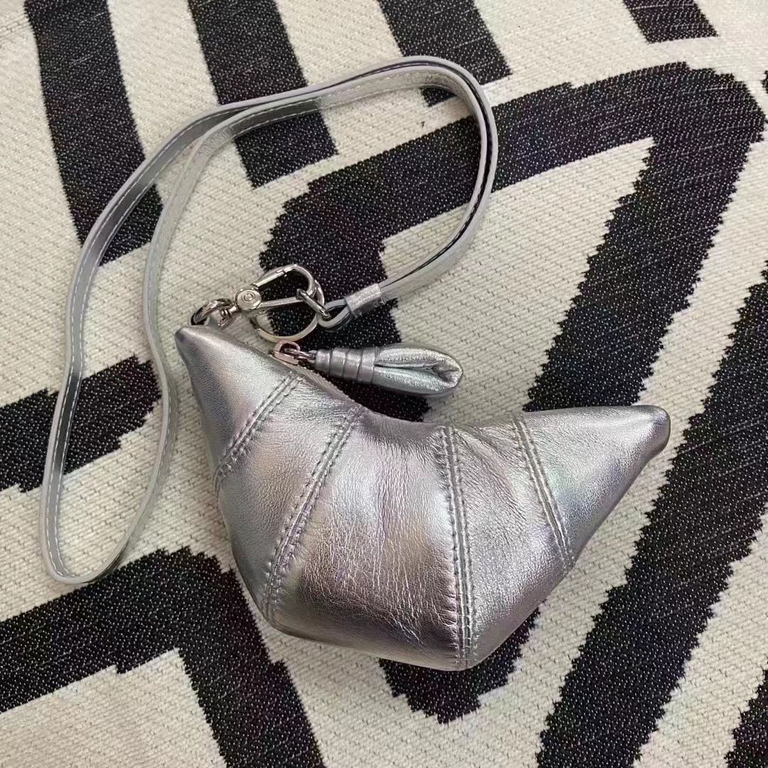 designer Halter Neck Croissant Bag for Women, Soft Leather Clutch, Coin Dumpling Bag, 2025 New Lipstick Makeup Bag, Mini Croissant Bag