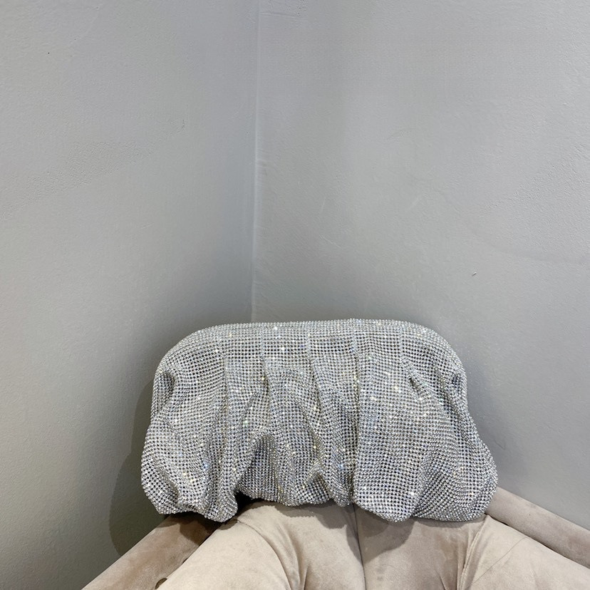 New Style Evening Clutch Diamond Bag Shiny Rhinestone Pleated Cloud Dumpling Clip Bag Single Shoulder Crossbody Bag New Free Delivery Designer Bag