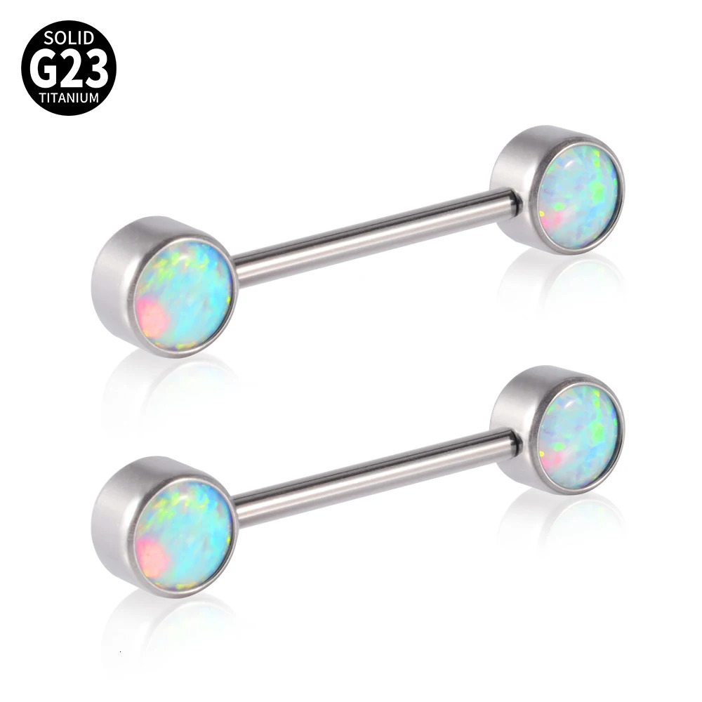 2PCS G23 Nipple Sexy Shield Bars Piercing Opal CZ Gem 14G Internally Thread Nipple Barbells Women Trendy Mamilo Jewelry 250526