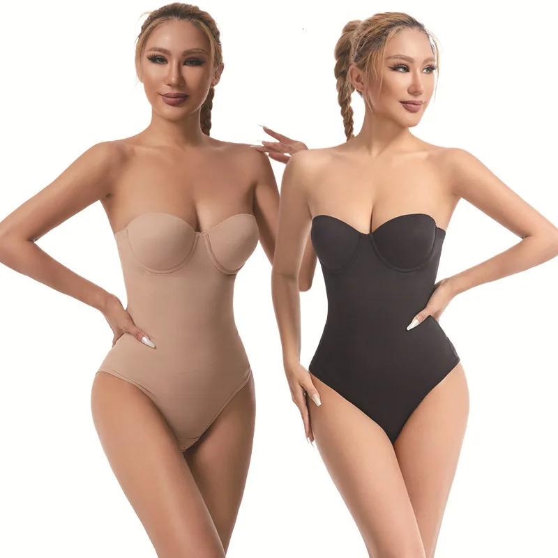 Women Summer Plus Size Body Shaper Ladies With Steel Rims Bras Jumpsuit Dress Specific Strapless Seamless Shapewear 250523