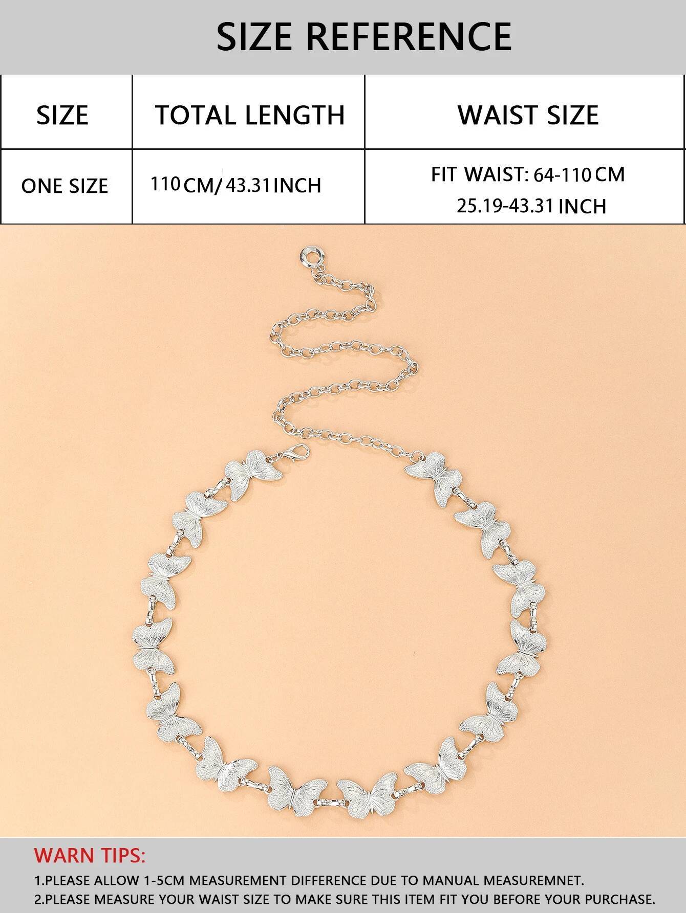 The 1PCS Metal Butterfly Adjustable Bohemian Women's Belt is suitable for summer everyday casual party gifting