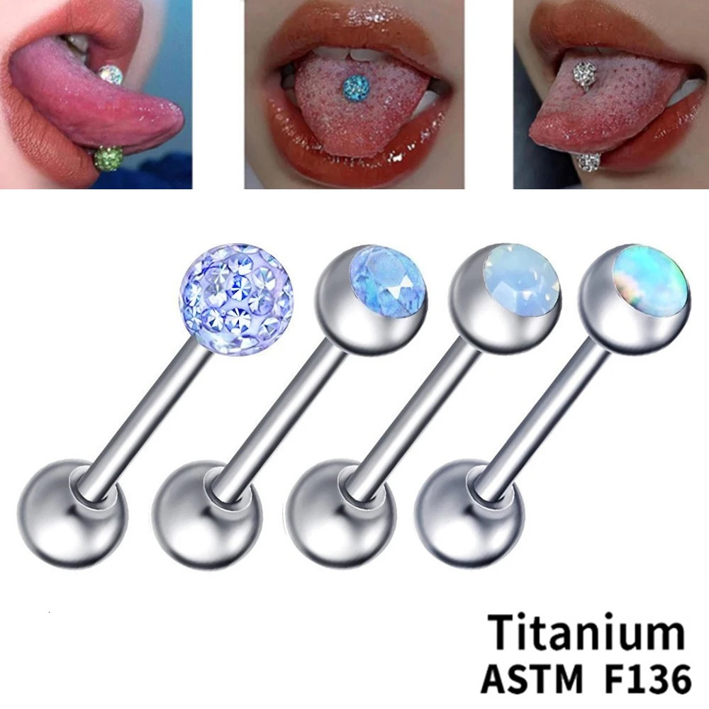 4X Mixed Type 36 Crystal Opal Tongue Bar Barbell 6mm Ball Nipple Ring Body Piercing Jewellery Set 14G 250526
